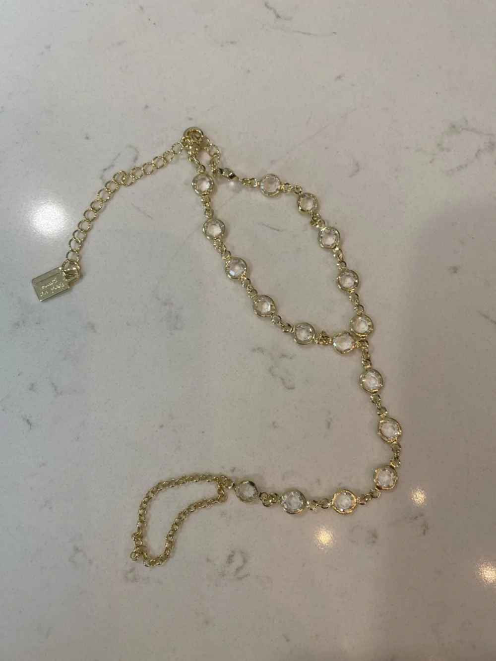 Feed Me Gems Gold and Clear crystal Hand Chain Bracelet - Picture 2 of 3